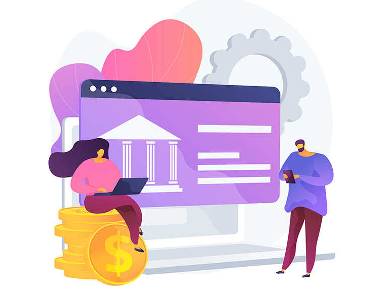 Open banking data access. Financial services, mobile payment app development, API technology. Web developers designing banking platforms. Vector isolated concept metaphor illustration
