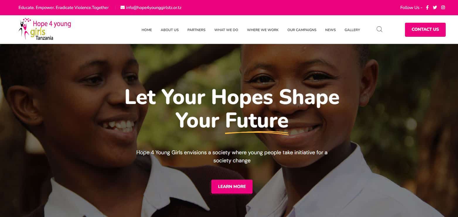 Hope 4 Young Girls-website